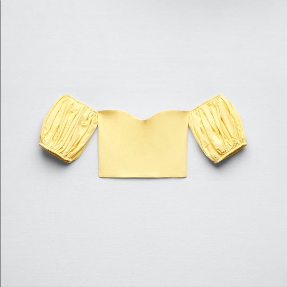 NWT|Zara| Yellow puff sleeve crop top| Size S

6